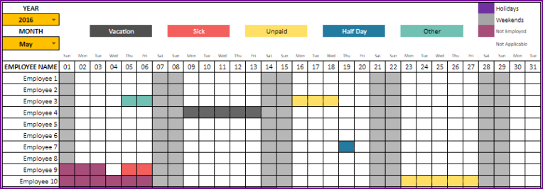 annual leave record keeping template word