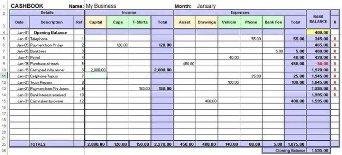 blank financial record keeping system template sample