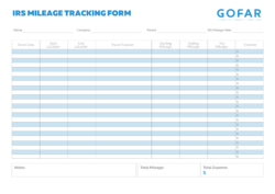 blank mileage record keeping template example