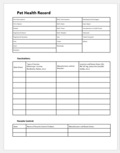 free  animal record keeping template example