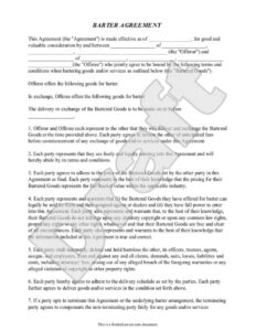 free blank barter record keeping template doc