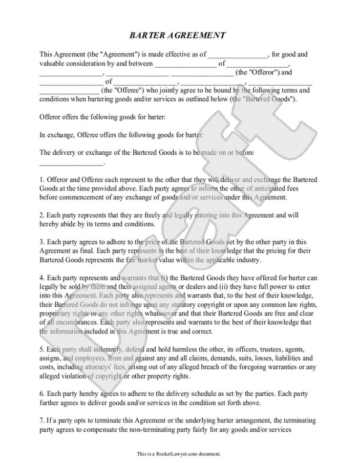 free blank barter record keeping template doc