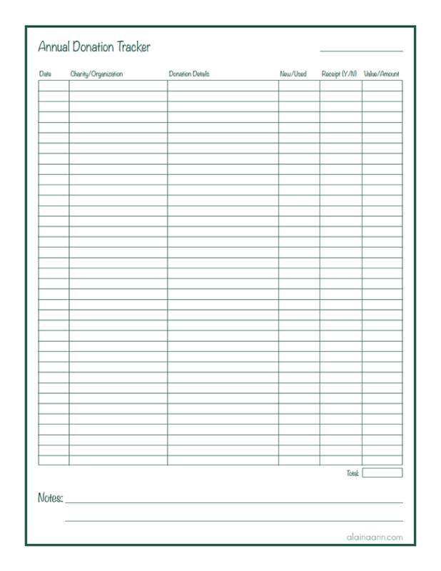 free blank donation record keeping template word