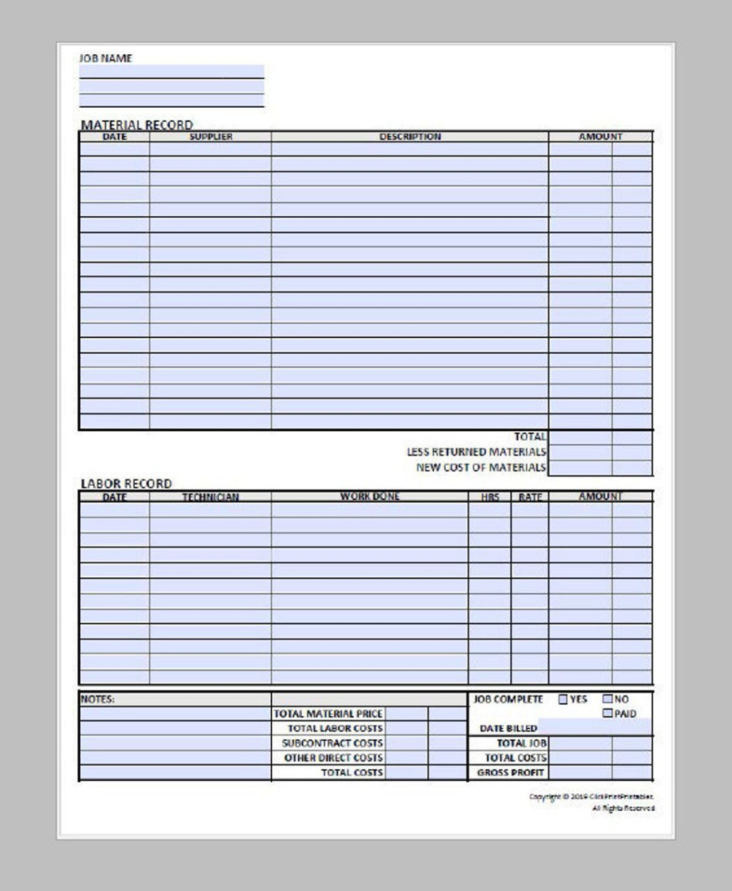 free editable ministry of labour record keeping template pdf