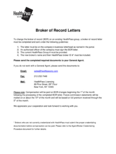 free  insurance broker of record letter template