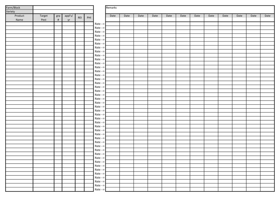 free  pesticide herbicide record keeping template word