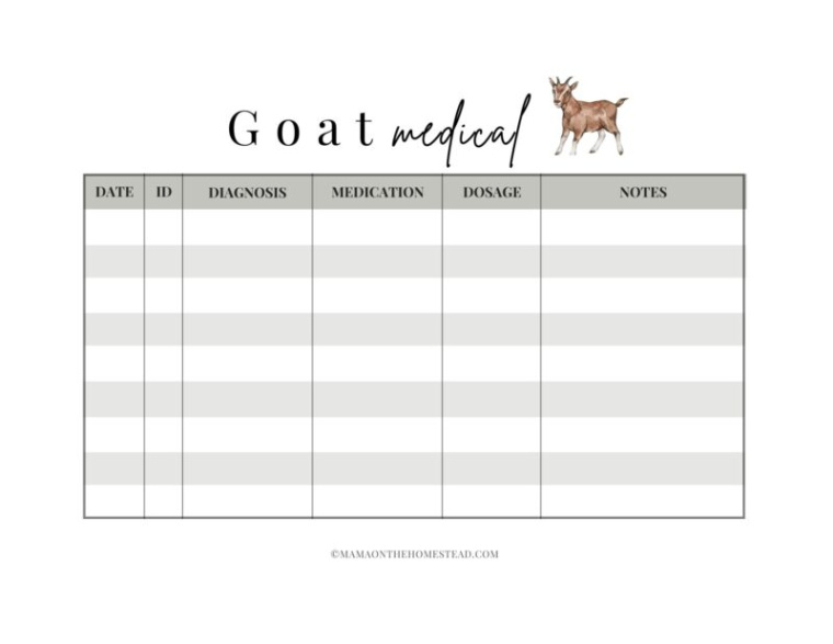 free printable goat record keeping template word