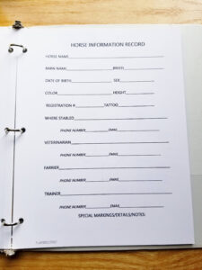 free printable horse record keeping template example