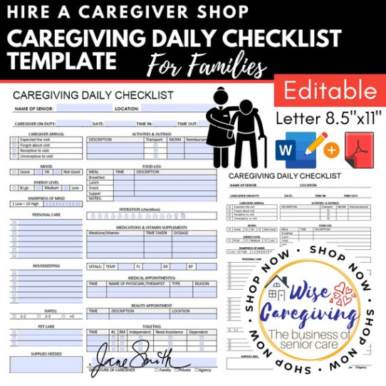 printable caregiver record keeping template example