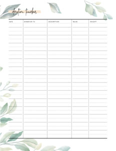 printable donation record keeping template excel