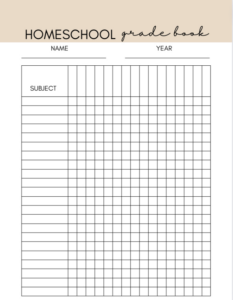 printable homeschool record keeping template word