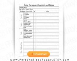 sample caregiver record keeping template pdf