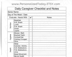 sample caregiver record keeping template sample