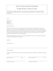 sample insurance broker of record letter template