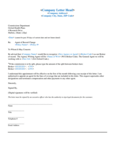 sample insurance broker of record letter template excel