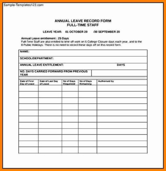 vacation time record keeping template doc