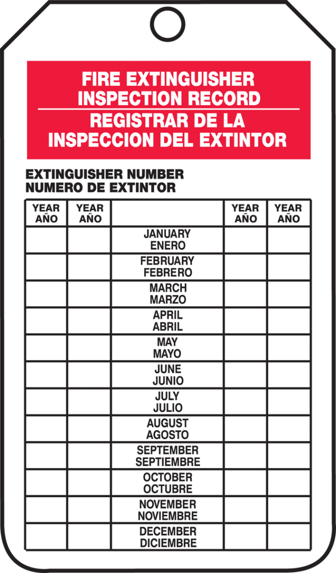 blank fire extinguisher inspection record template