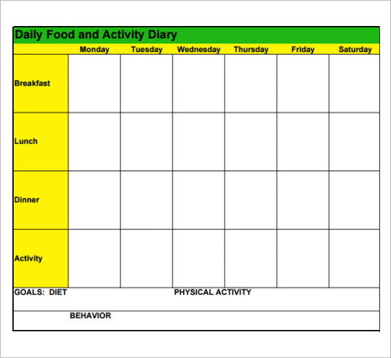 free  3 day food record template pdf