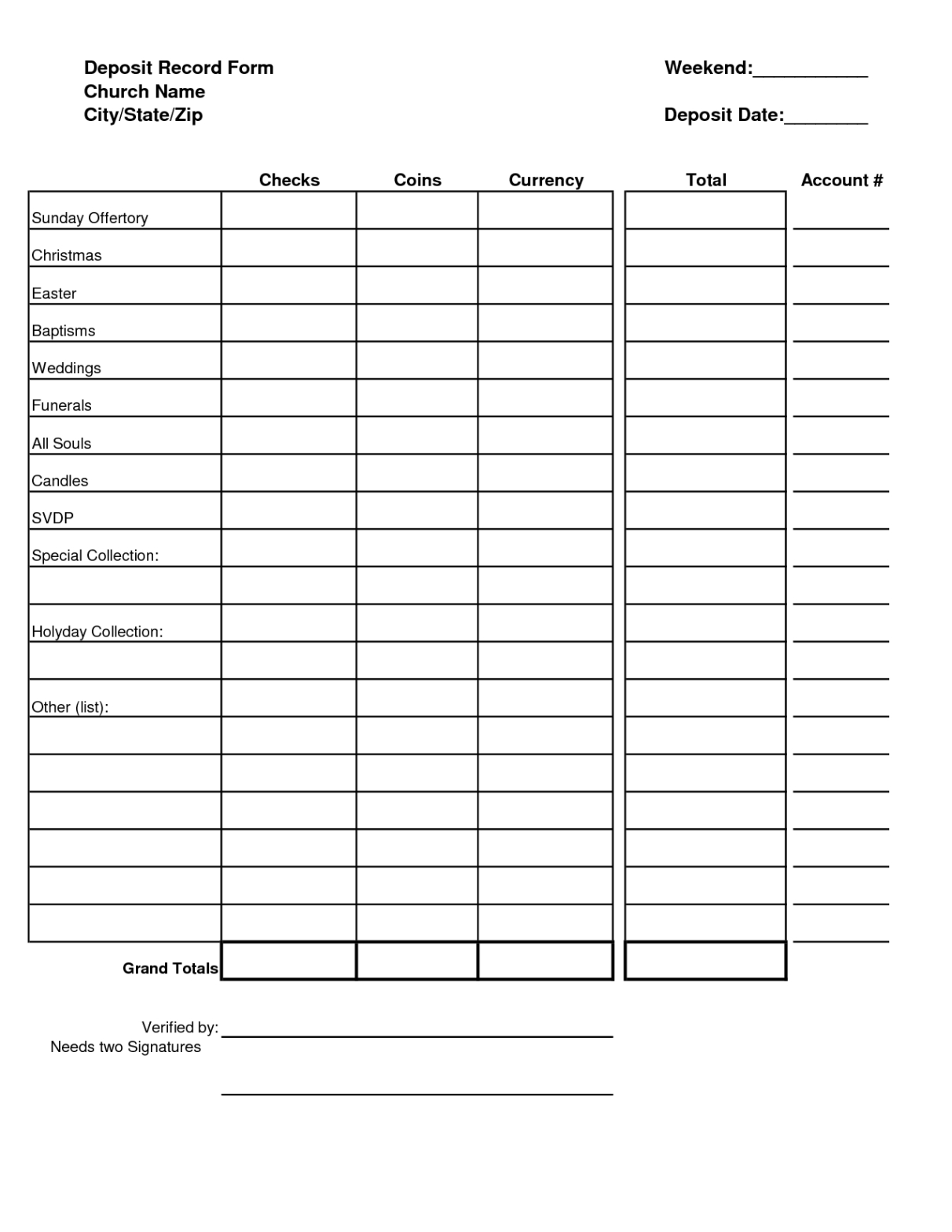 free  church financial record book template