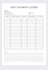 free editable tenant rental payment record template word