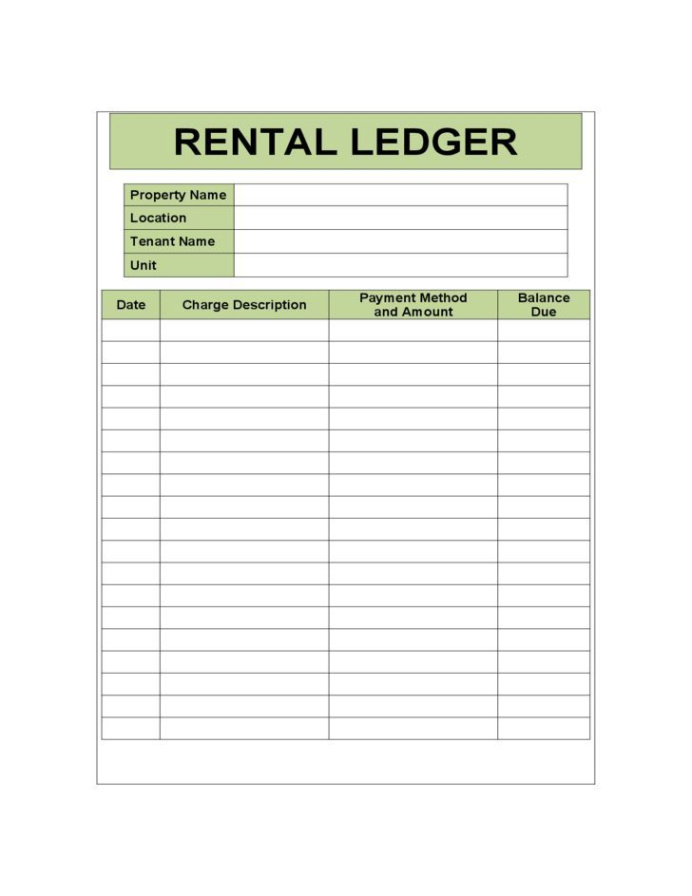 free sample tenant rental payment record template sample