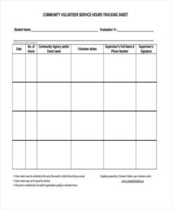 sample volunteer hours tracking record template pdf