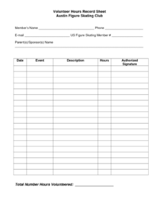 volunteer hours tracking record template example