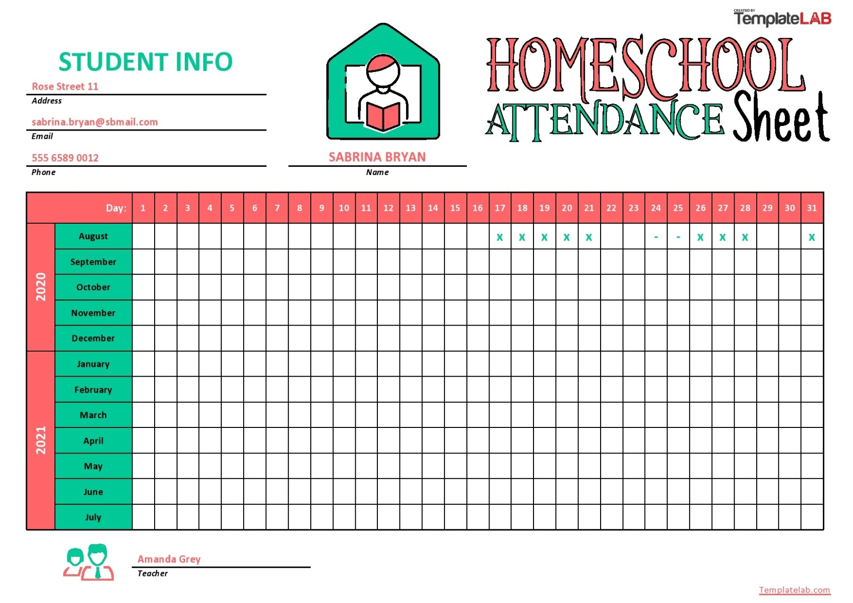 attendance record template for childminders word