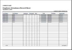 blank daily staff attendance record template sample