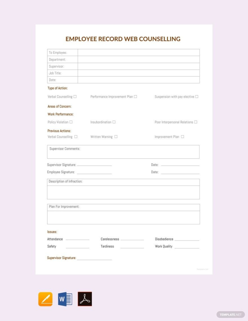 editable employee history record template example