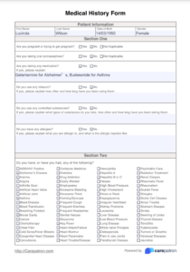 editable personal medical record form template pdf