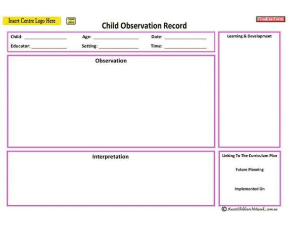 editable running record template early childhood