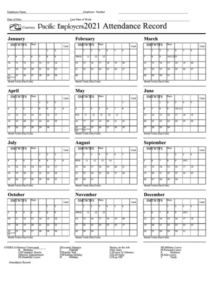 editable yearly employee attendance record template pdf