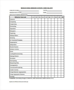 free  behavior running record template pdf