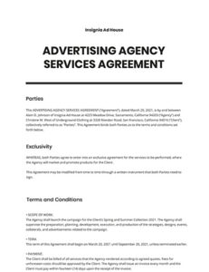 free blank advertising agency of record template pdf