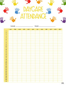 free blank attendance record template for childminders pdf