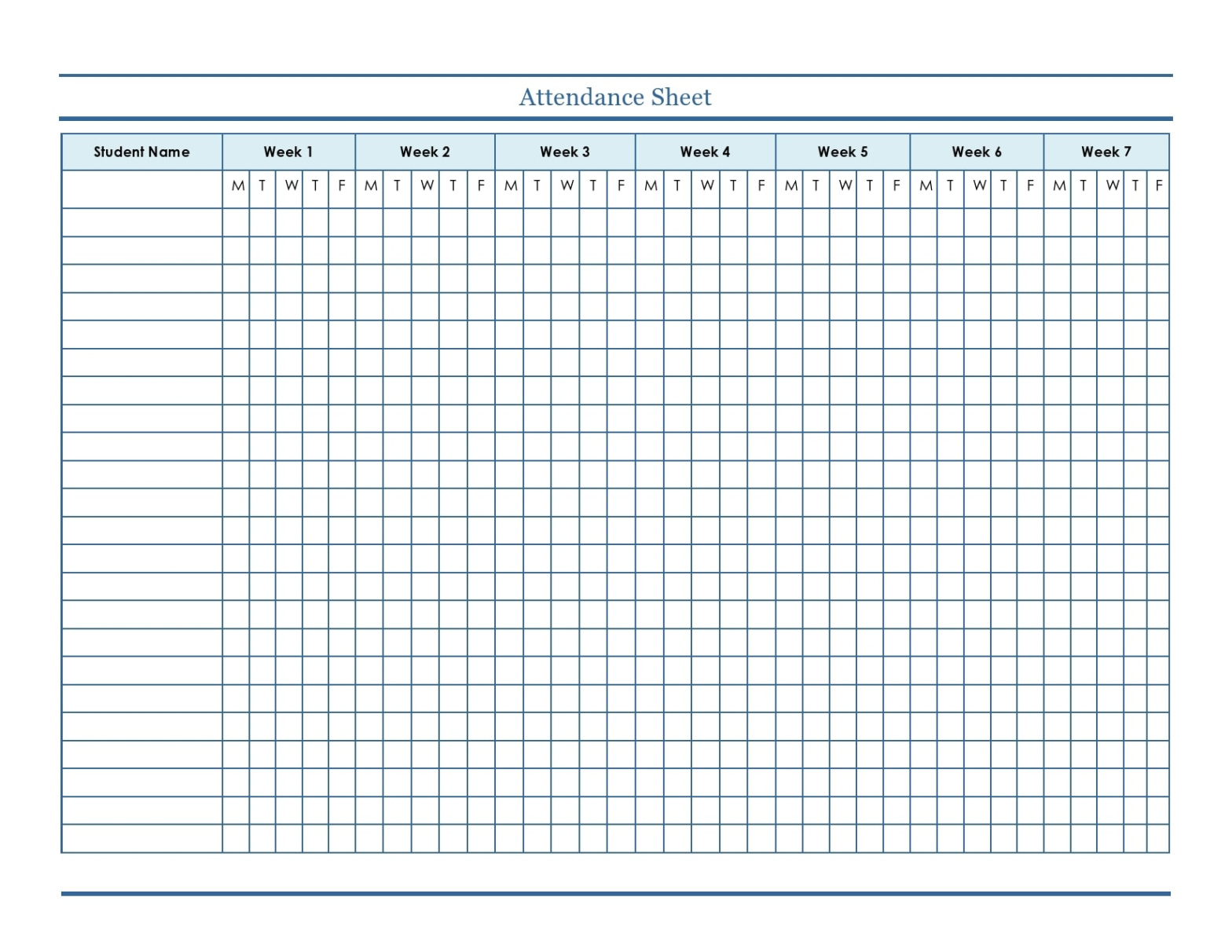 free blank church attendance record template example