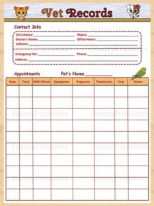 free blank dog shot records template doc