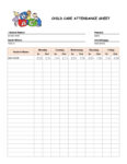 free blank homeschool attendance record template example