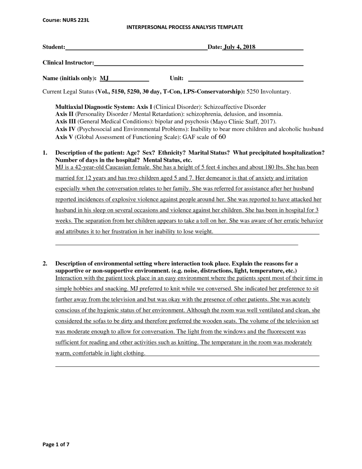 free blank interpersonal process recording template sample