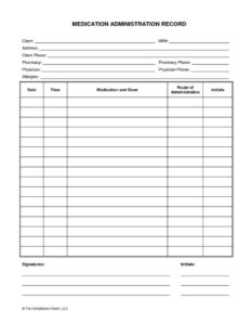 free blank prn medication administration record template example