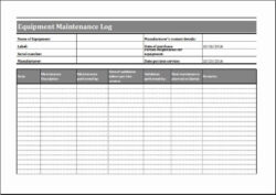 free blank work equipment maintenance records template example