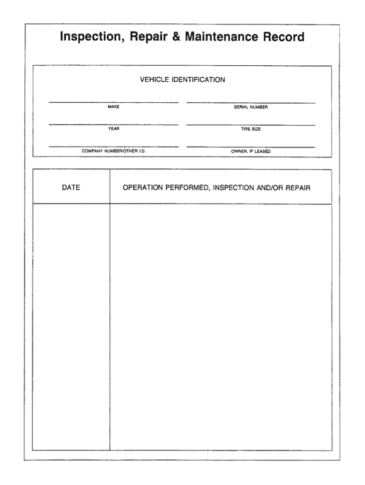 free editable computer maintenance record template example