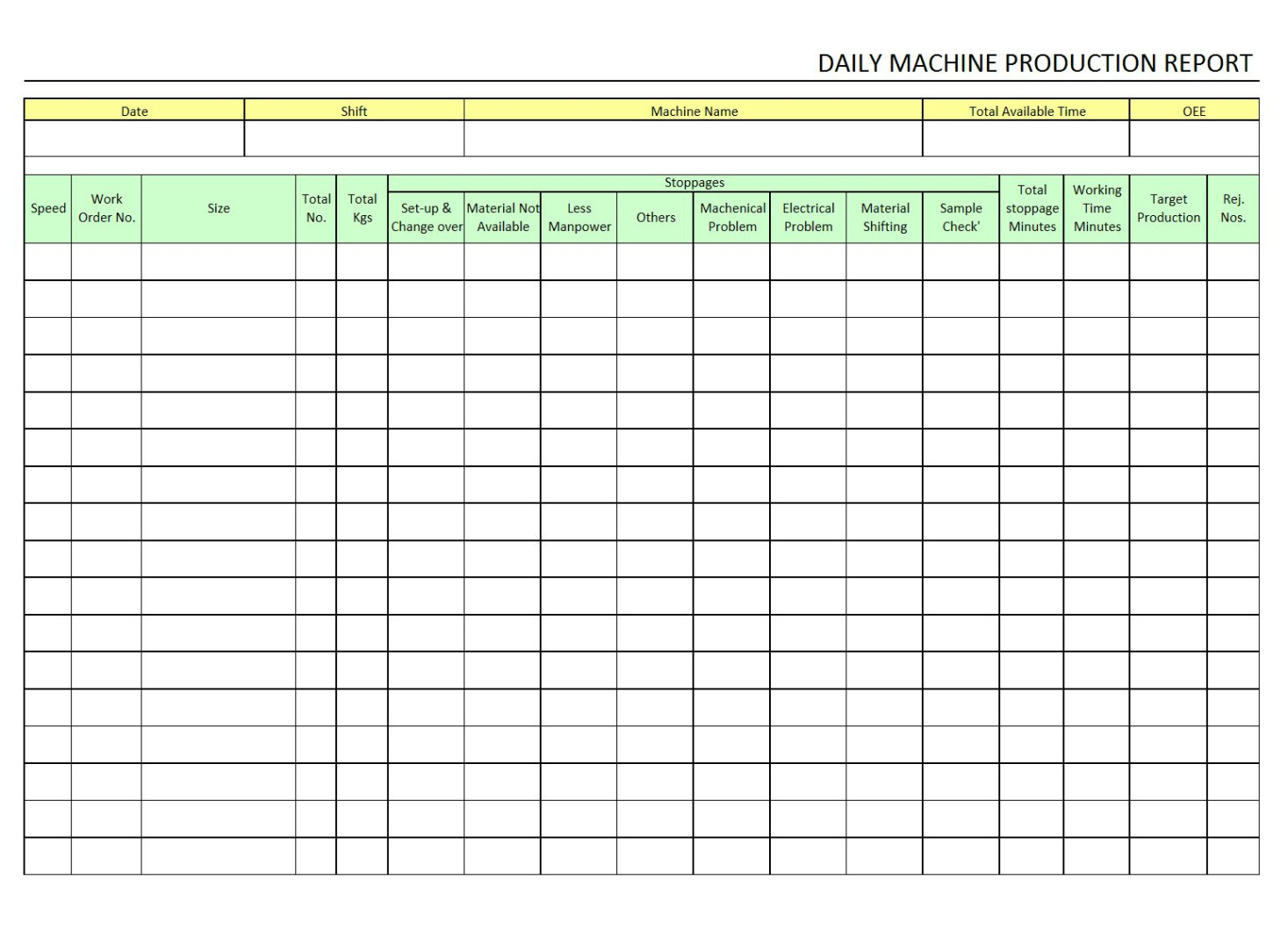 free editable crop production record template sample