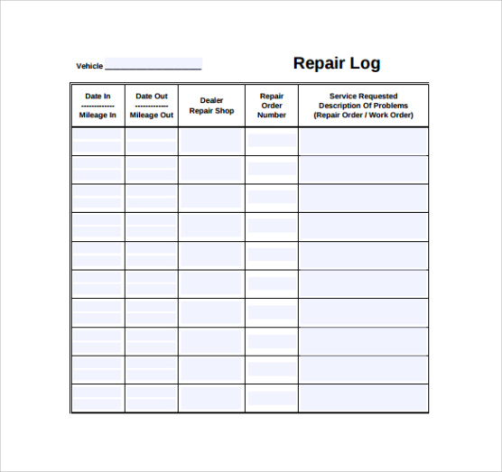 free editable machinery maintenance record template word