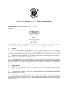 free editable music record label contract template doc