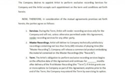 free editable music record label contract template doc