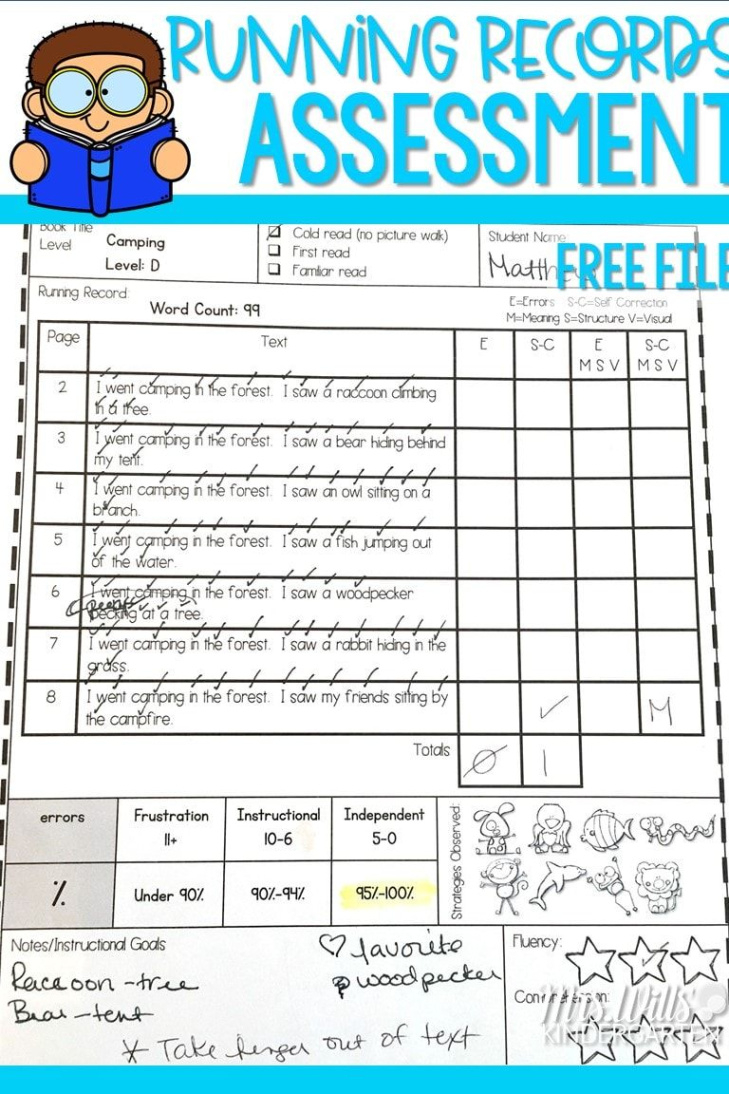 free editable reading running record template doc