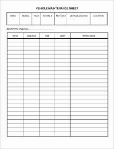 free editable vehicle maintenance and service record template example