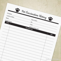 free printable dog shot records template doc